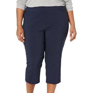 Briggs New York Womens Plus-Size Pull On Capri Pocket Casual Pants, Navy, 18 Plu